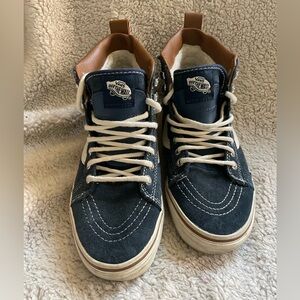 Vans Blue and Tan High-Top Sneakers with Classic Design Men’s size 6 Women’s 7.5